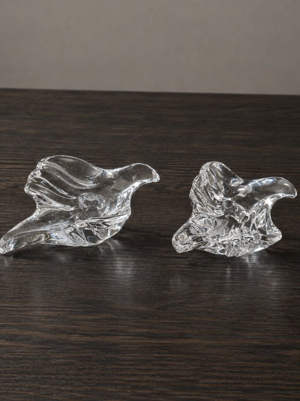 Vintage Gorham Crystal Doves of Peace Taper Candle Holders Set of 2